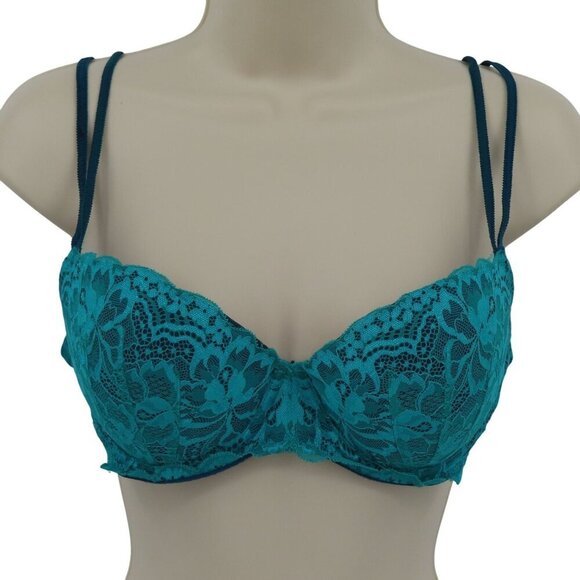 PINK Victorias Secret 34D Date Push Up Floral Flower Lace Padded Underwire Bra - Picture 1 of 16
